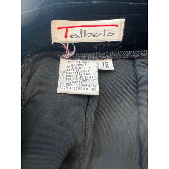 Talbots Rayon & Silk Velvet Leisure Cocktail Pants Wide Leg Black Size 12 SG - Picture 7 of 8